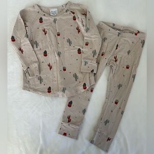 Jax & Lennon Beige Cactus Print Pajama Set